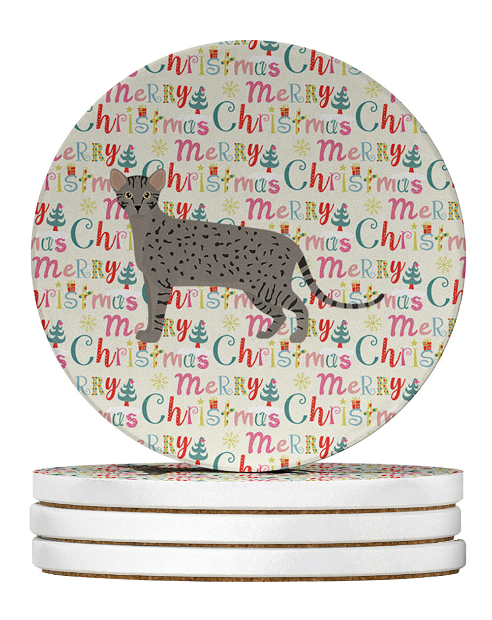 Buy this Safari #1 Cat Christmas Large Sandstone Coasters Pack of 4