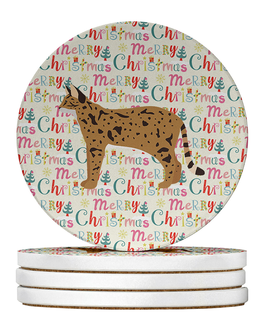 Buy this Savannah #2 Cat Christmas Large Sandstone Coasters Pack of 4