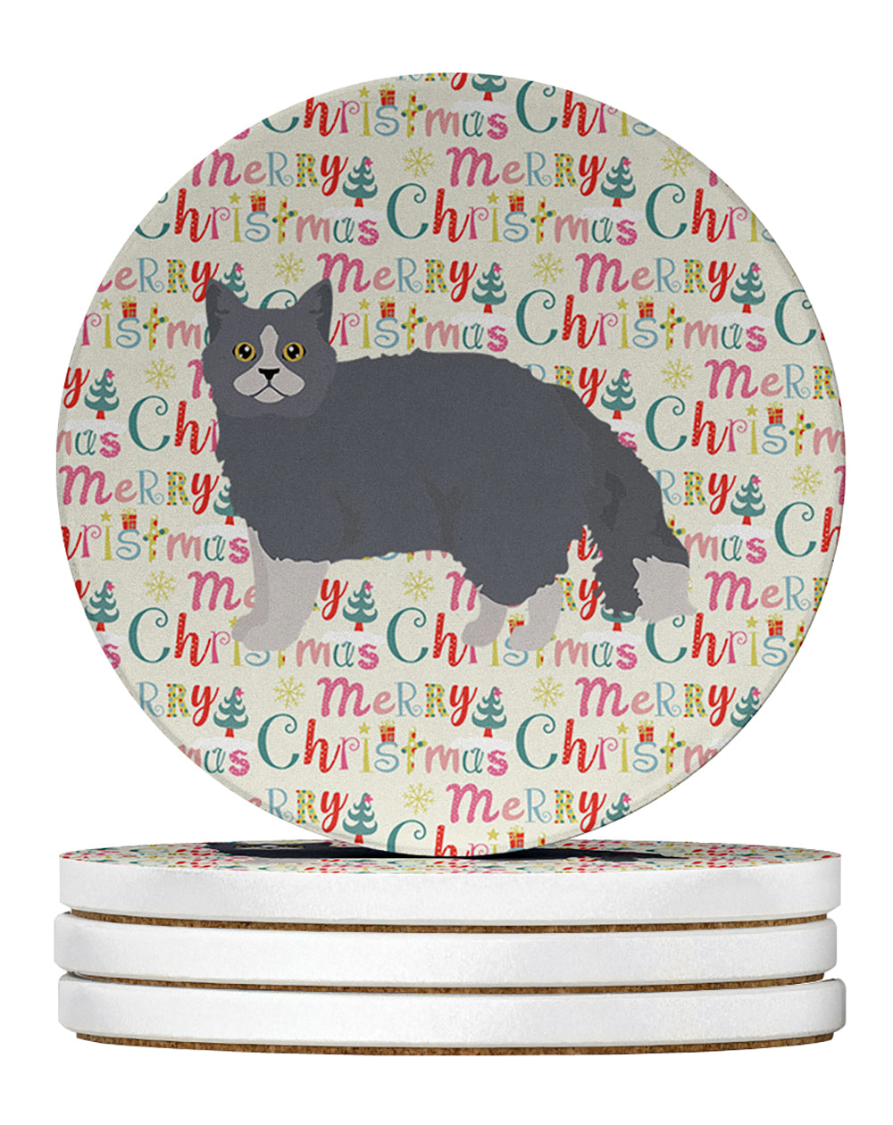 Buy this Selkirk Rex #1 Cat Christmas Large Sandstone Coasters Pack of 4