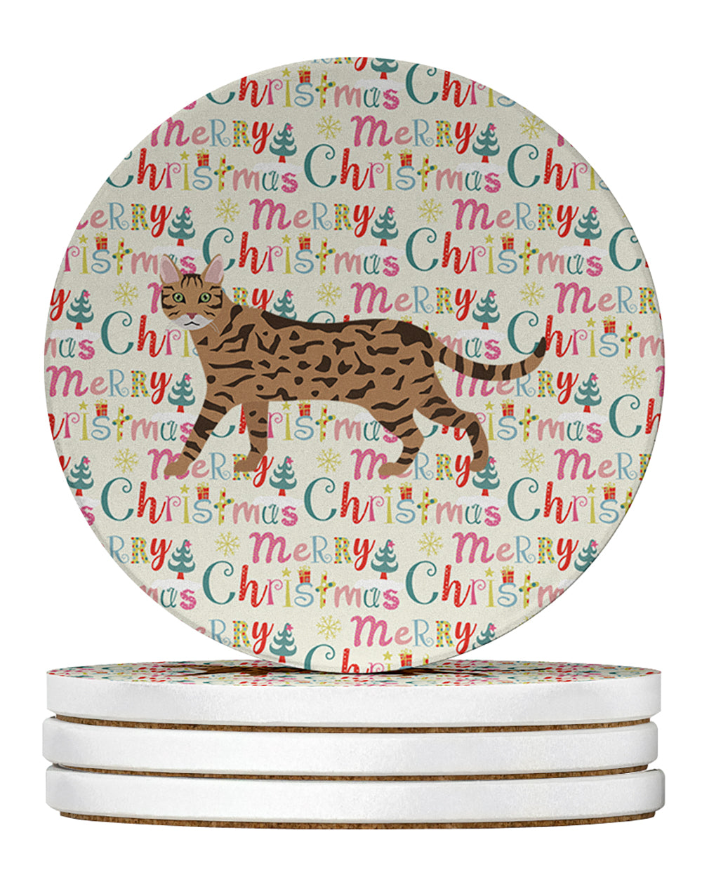 Buy this Serengeti Cat Christmas Large Sandstone Coasters Pack of 4