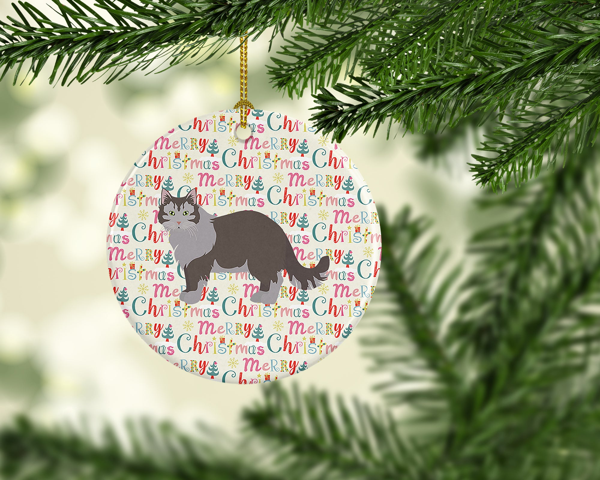 Siberian Forest #1 Cat Christmas Ceramic Ornament - the-store.com