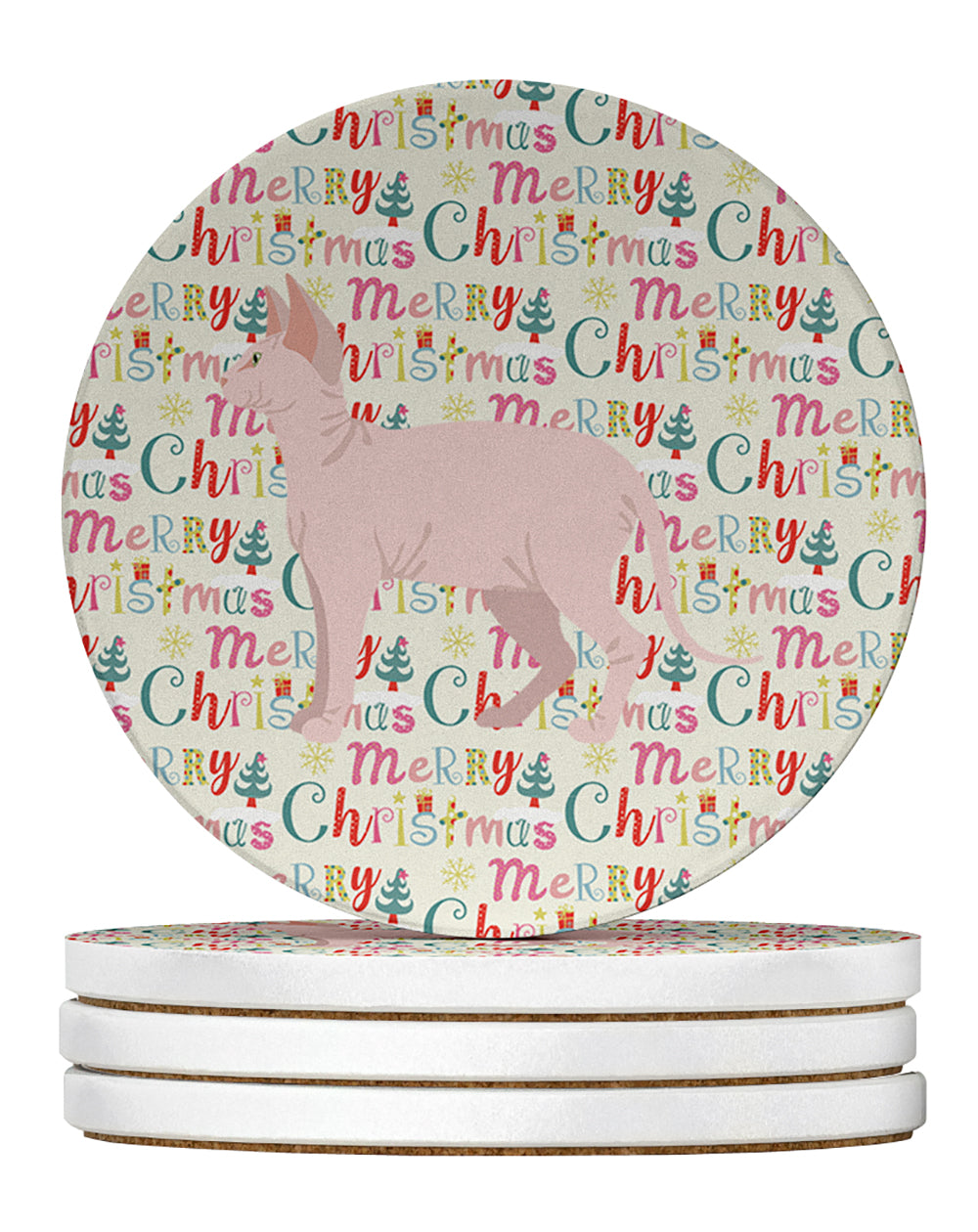 Buy this Sphynx Cat Christmas Large Sandstone Coasters Pack of 4