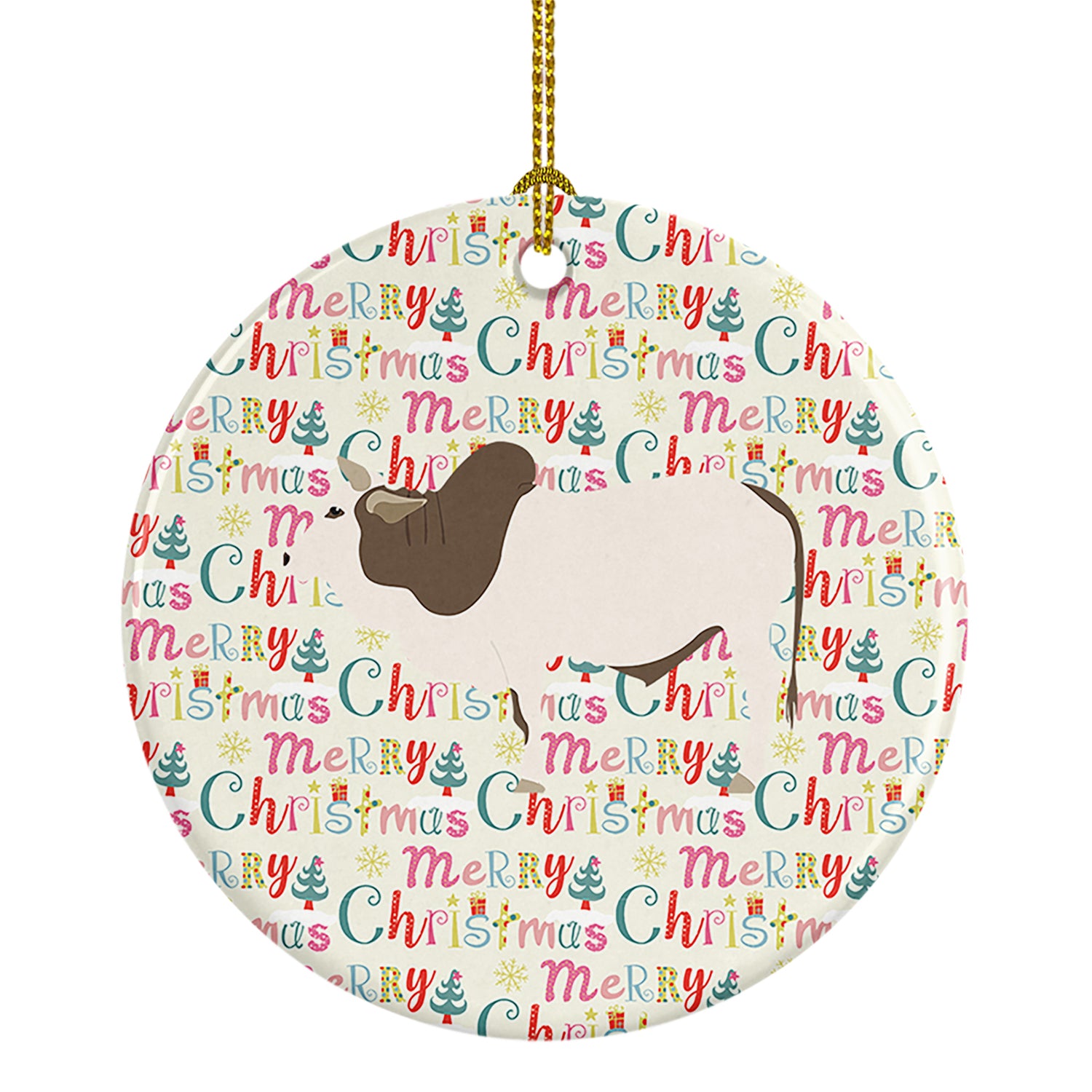 Buy this Malvi Cow Christmas Ceramic Ornament