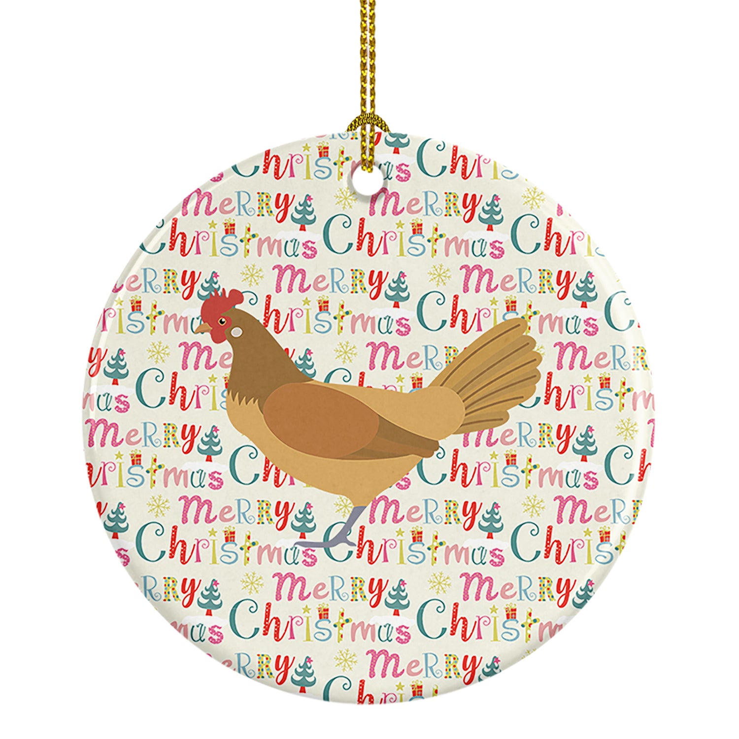 Buy this Frisian Friesian Chicken Christmas Ceramic Ornament