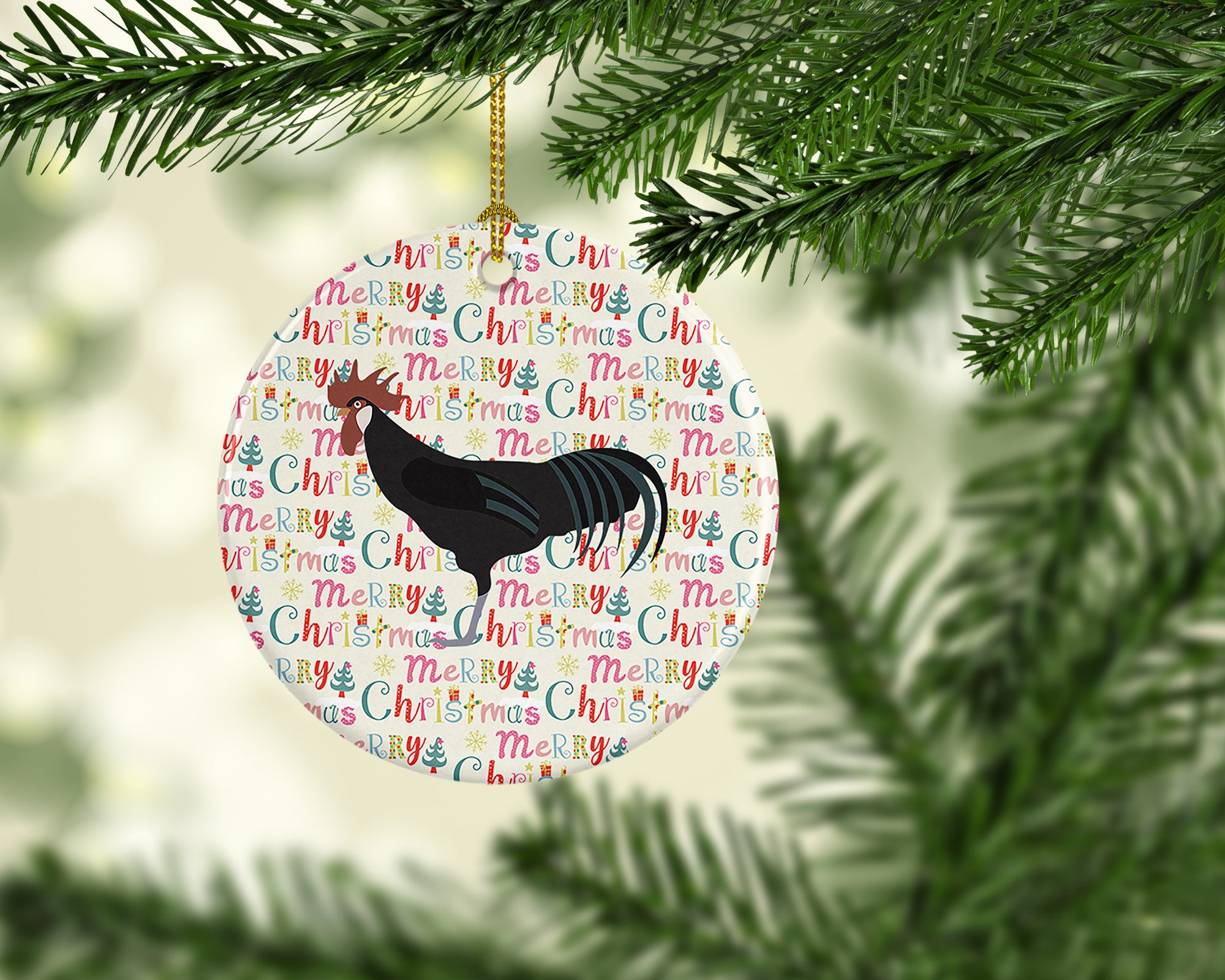 Buy this Minorca Ctalalan Chicken Christmas Ceramic Ornament