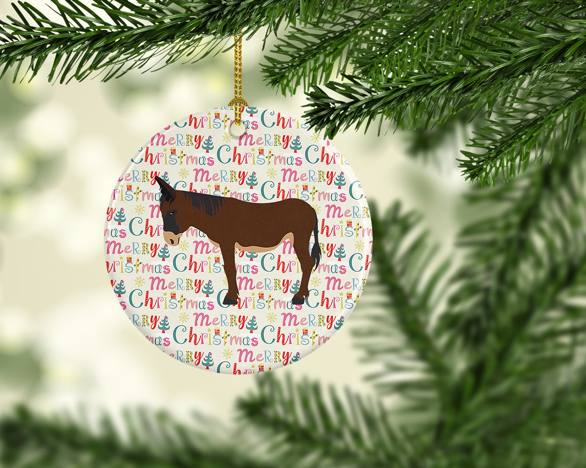 Buy this Zamorano-Leones Donkey Christmas Ceramic Ornament