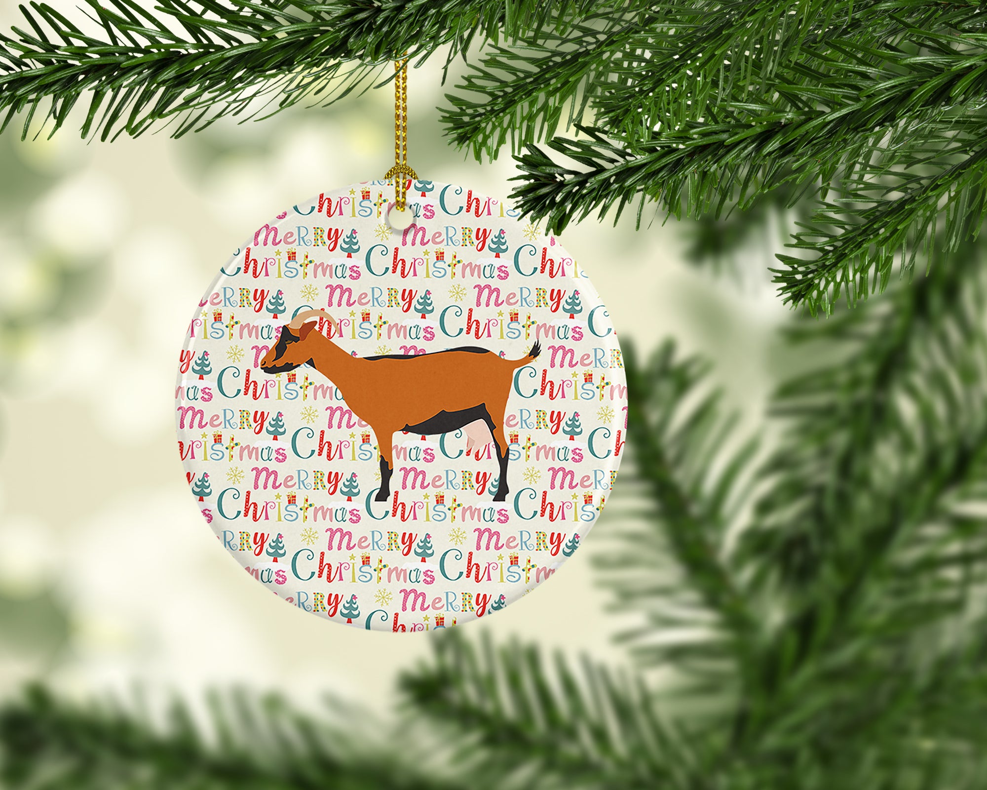 Buy this Oberhasli Goat Christmas Ceramic Ornament