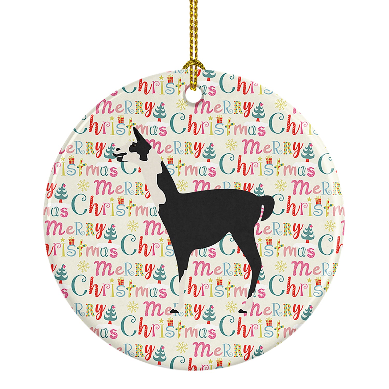 Buy this Llama Q' Ara Christmas Ceramic Ornament