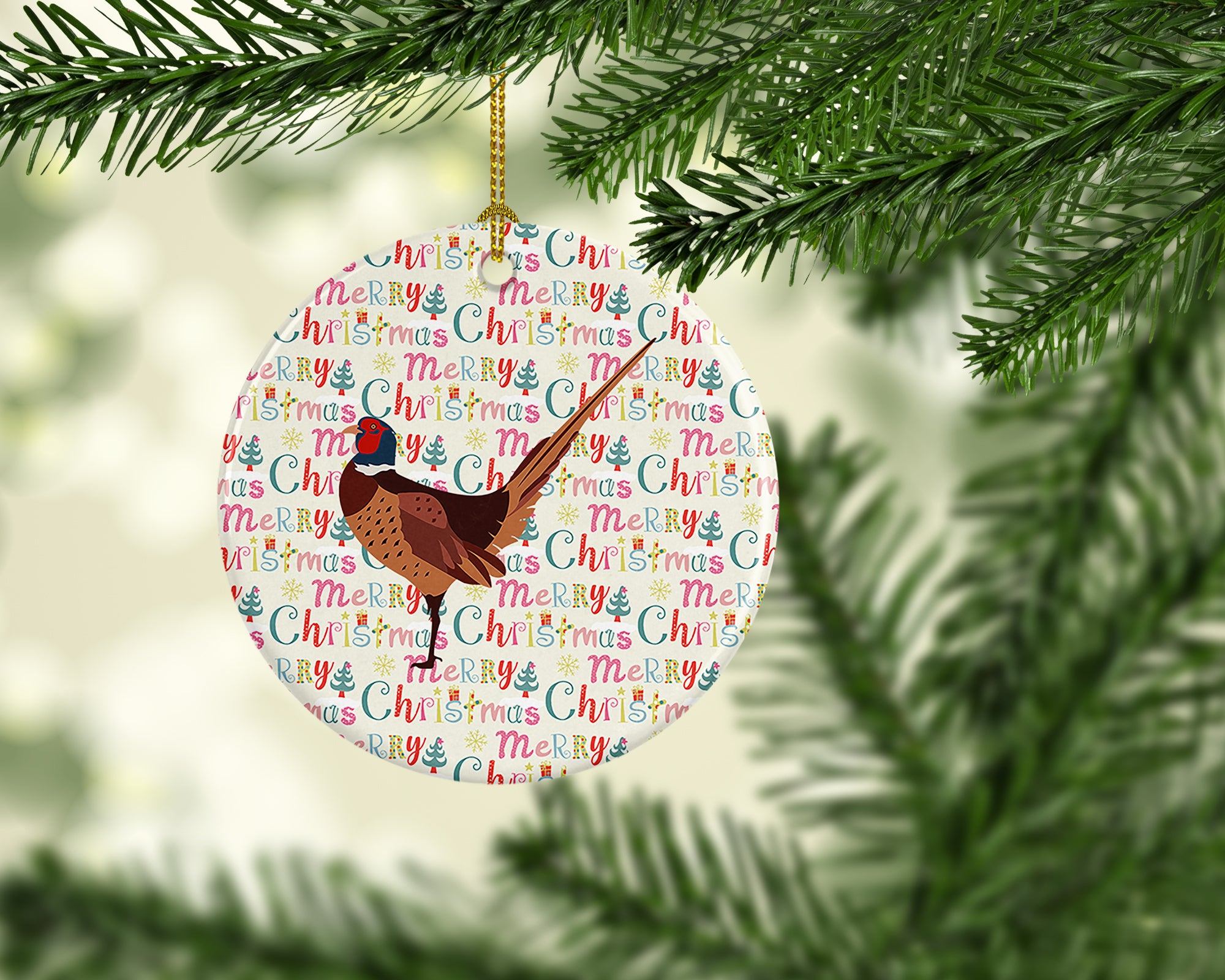 Ring-necked Common Pheasant Christmas Ceramic Ornament - the-store.com