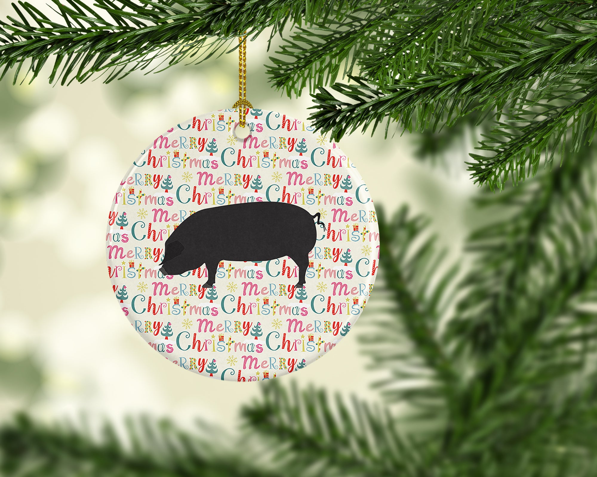 Buy this Devon Large Black Pig Christmas Ceramic Ornament