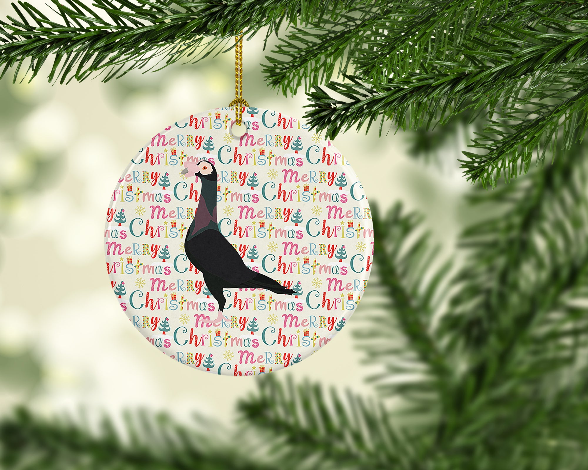 Buy this English Carrier Pigeon Christmas Ceramic Ornament