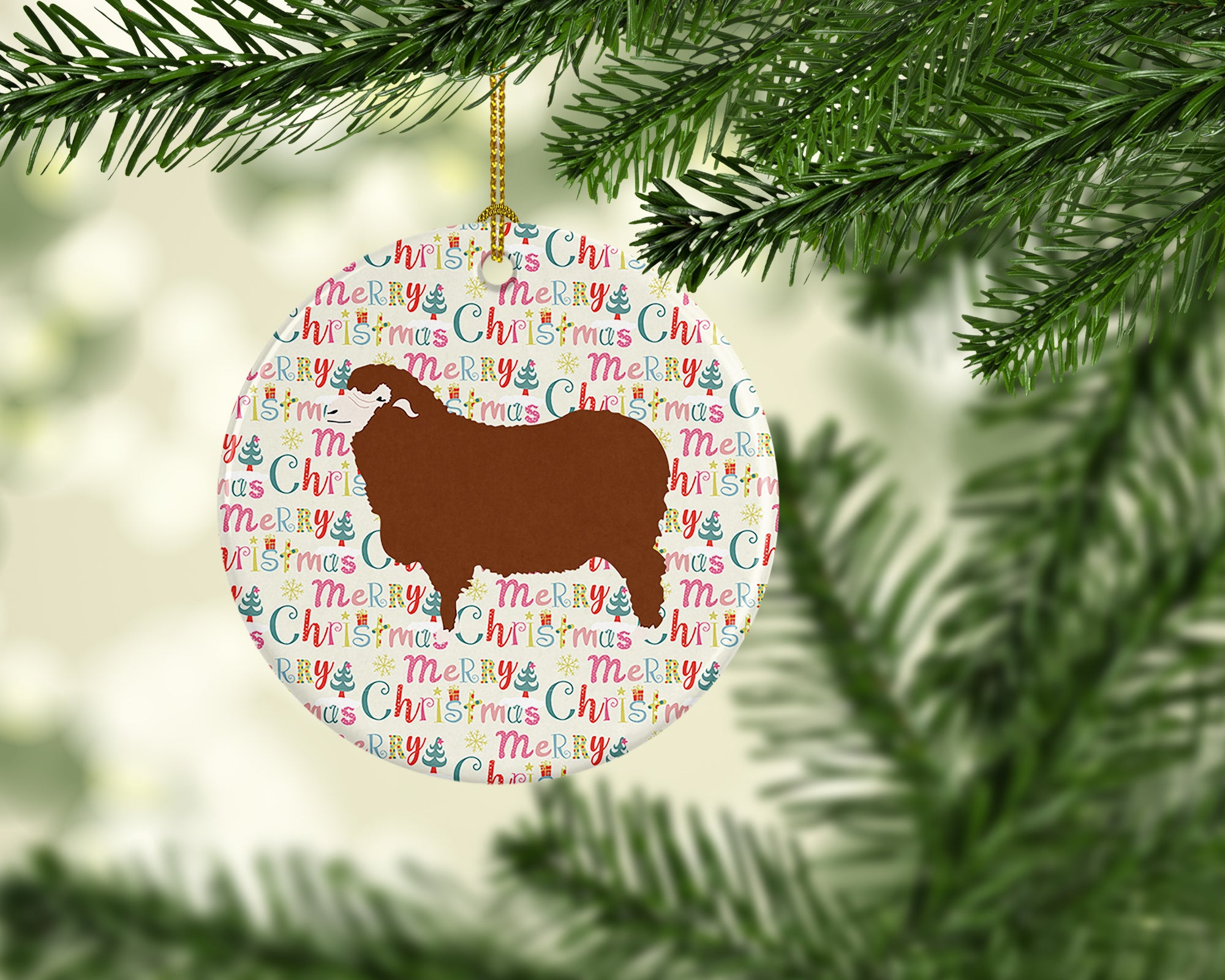 Buy this Merino Sheep Christmas Ceramic Ornament