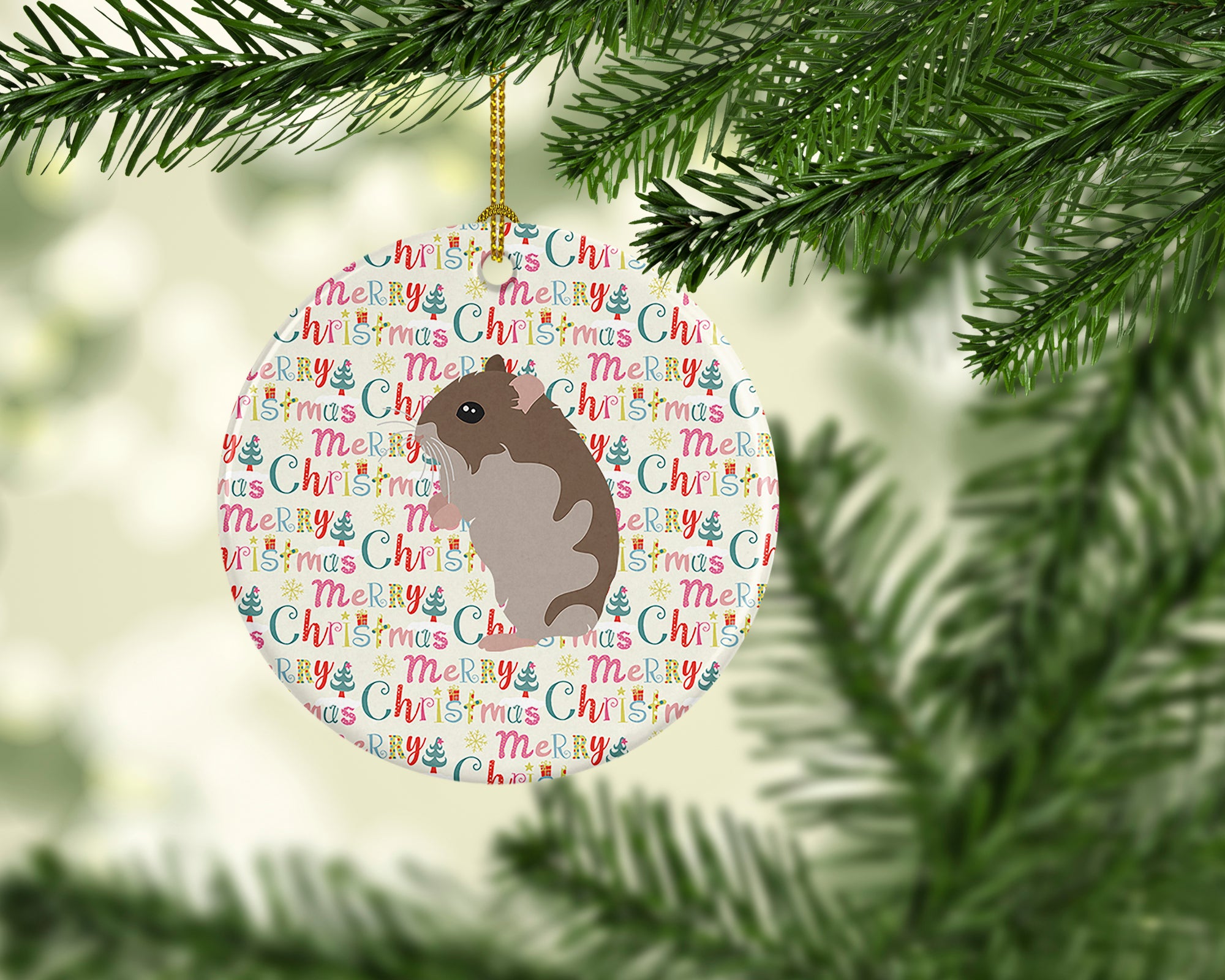 Dwarf Hamster Christmas Ceramic Ornament - the-store.com