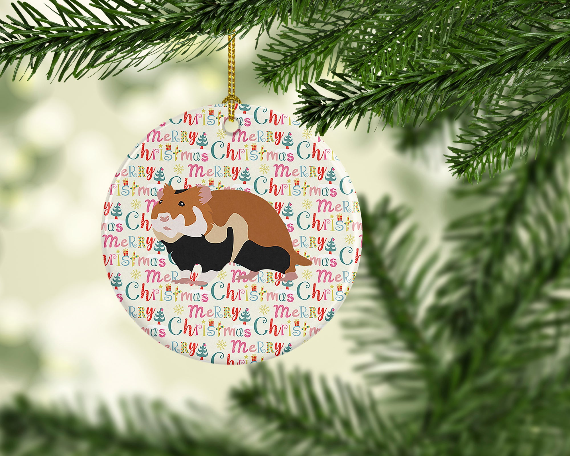 Buy this European Hamster Christmas Ceramic Ornament