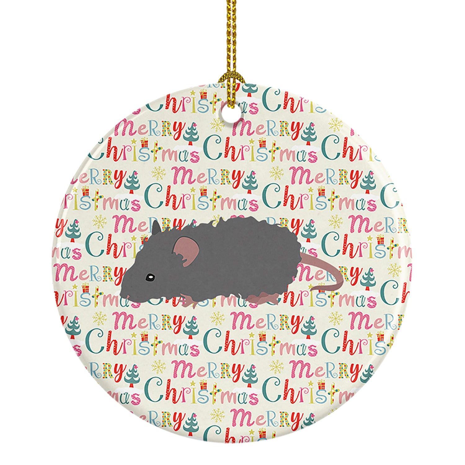 Buy this Australian Long Coated Mouse Christmas Ceramic Ornament