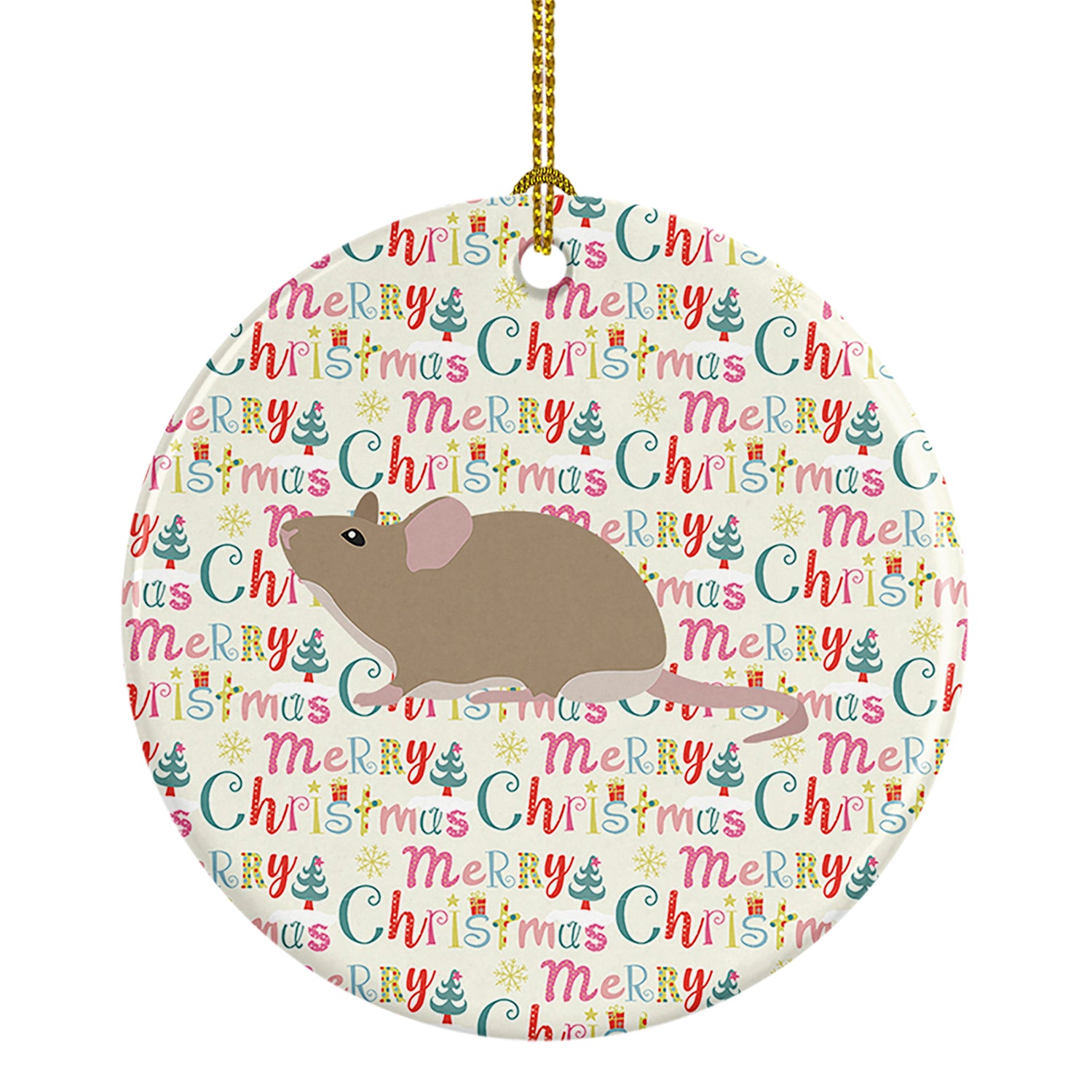 Buy this Grey Domestic Mouse Christmas Ceramic Ornament