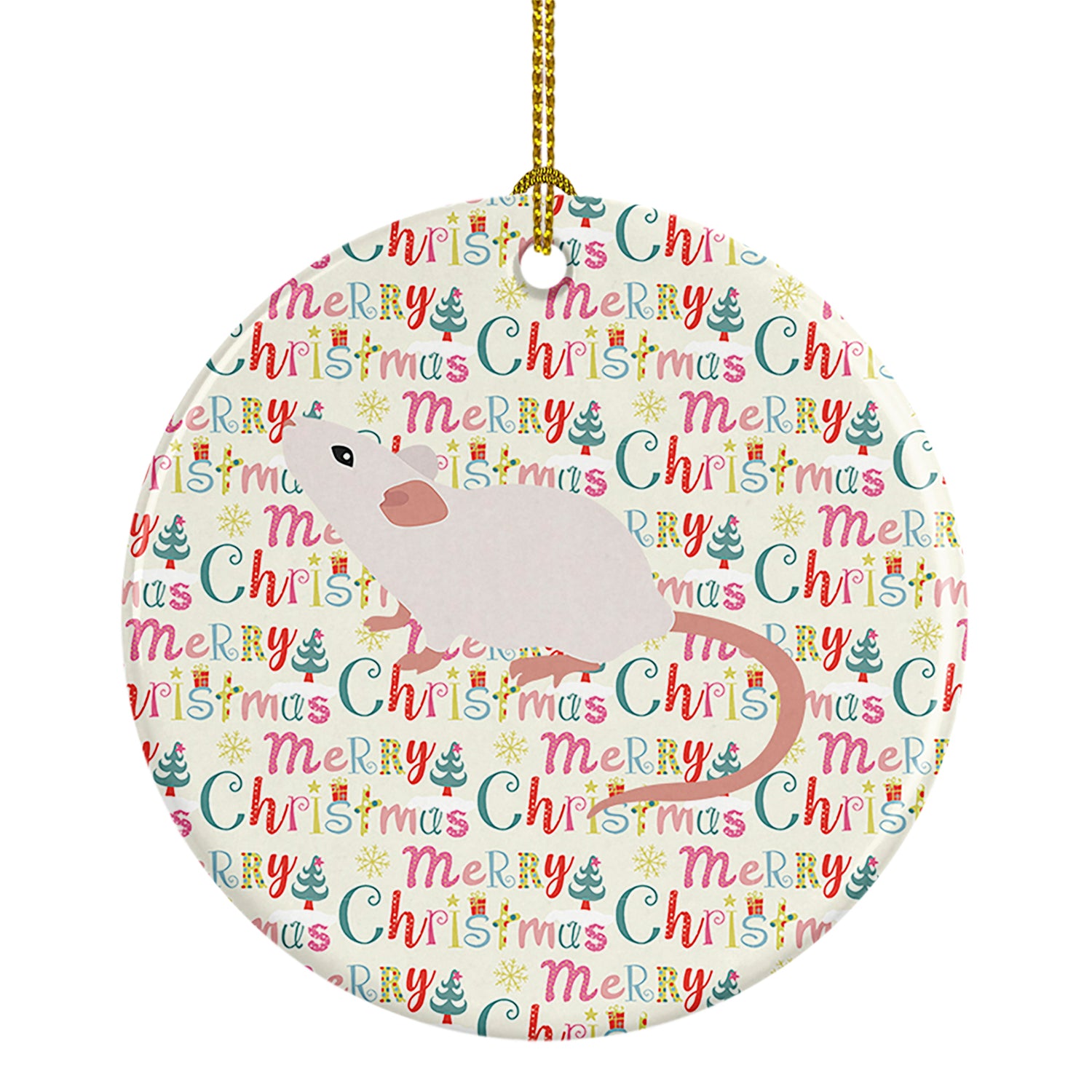 Buy this White Domestic Mouse Christmas Ceramic Ornament