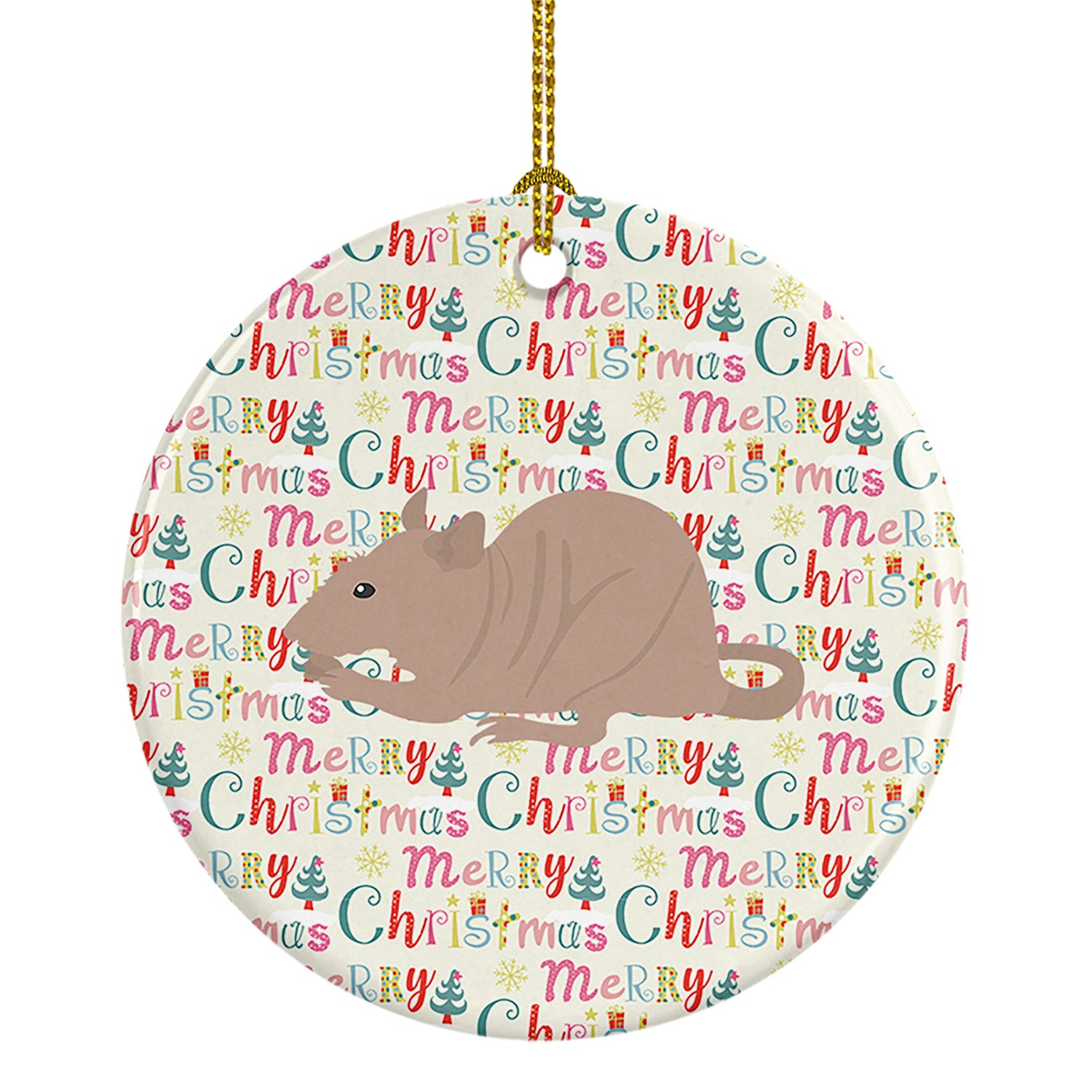 Buy this Fuzz Rat Christmas Ceramic Ornament