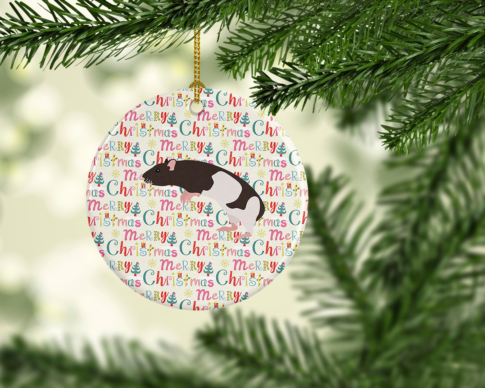 Buy this Tailless Rat Christmas Ceramic Ornament