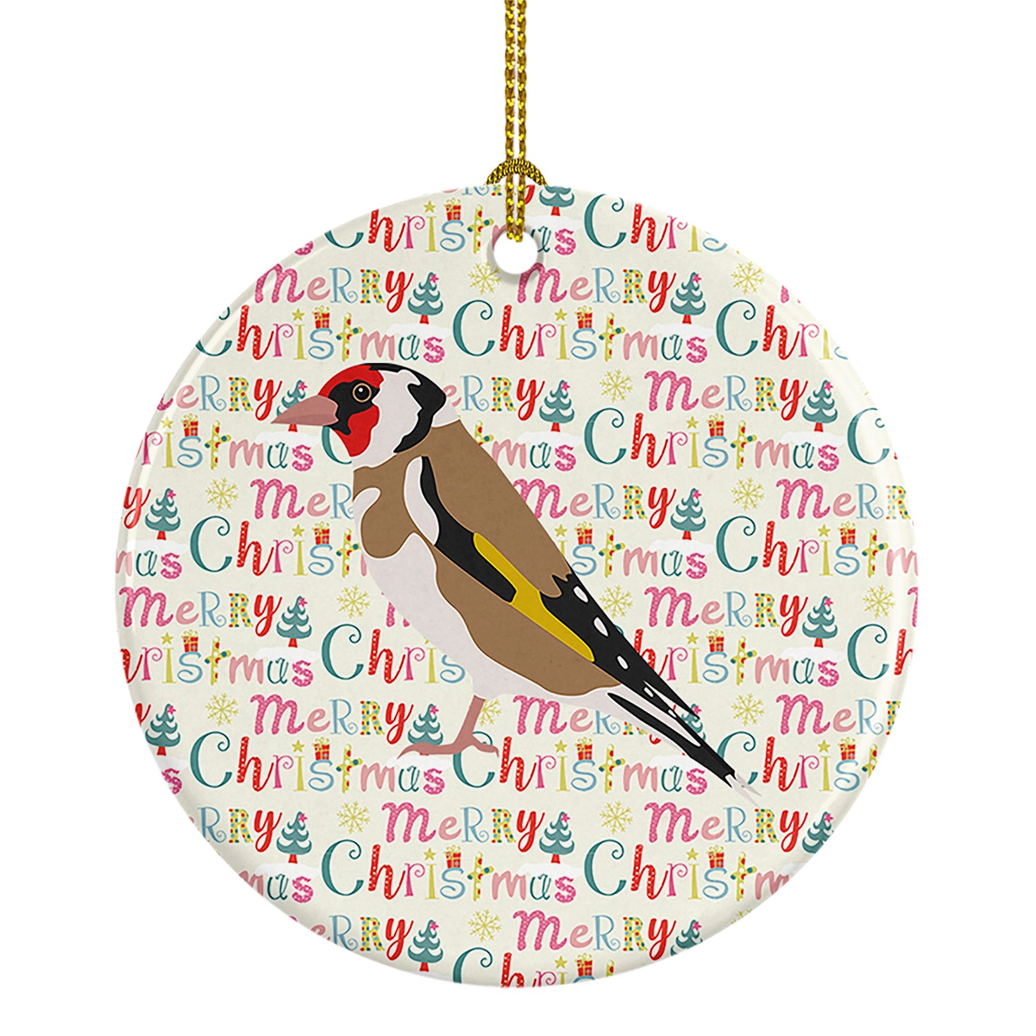Buy this Gold Finch Christmas Ceramic Ornament