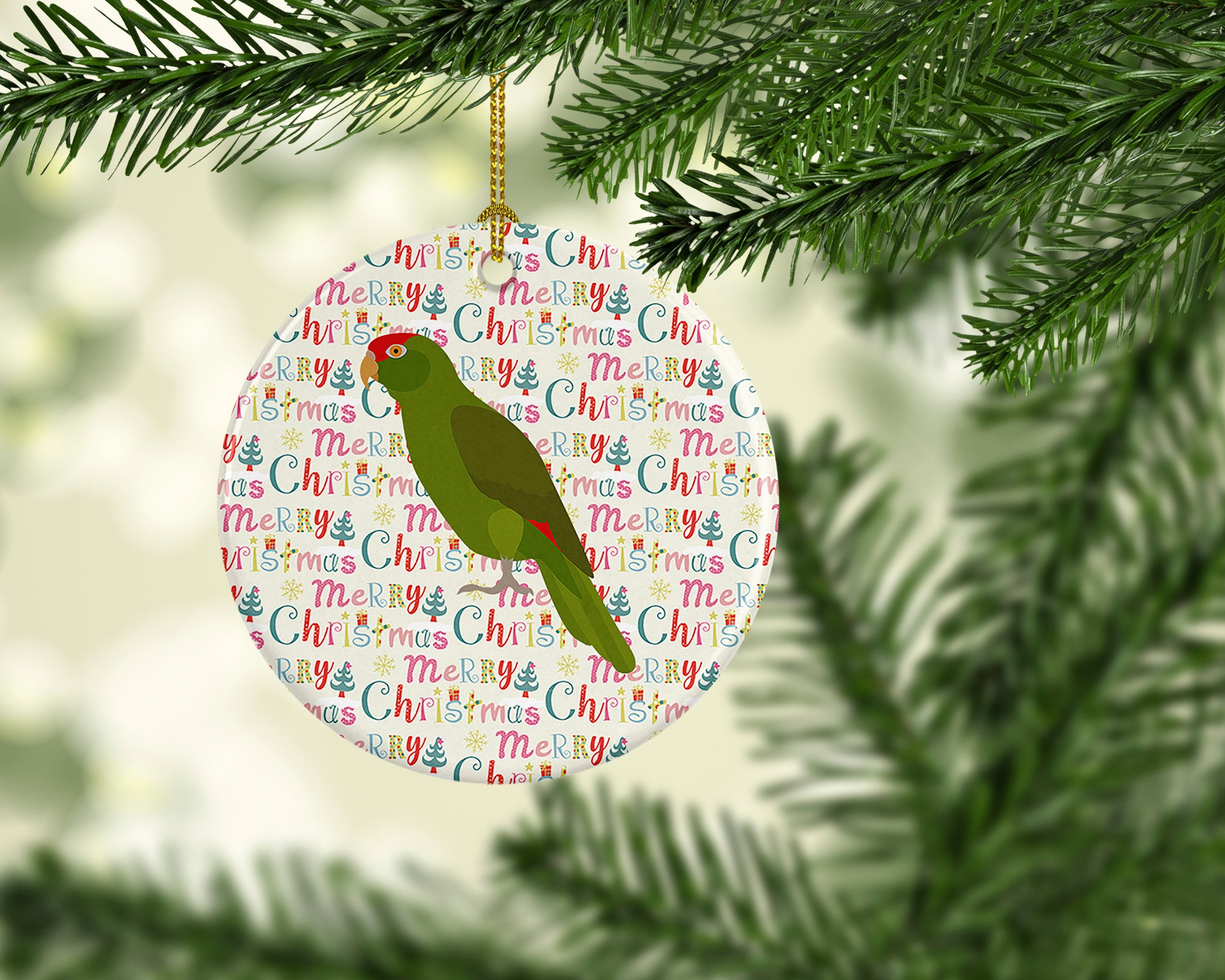 Amazon Parrot Christmas Ceramic Ornament - the-store.com