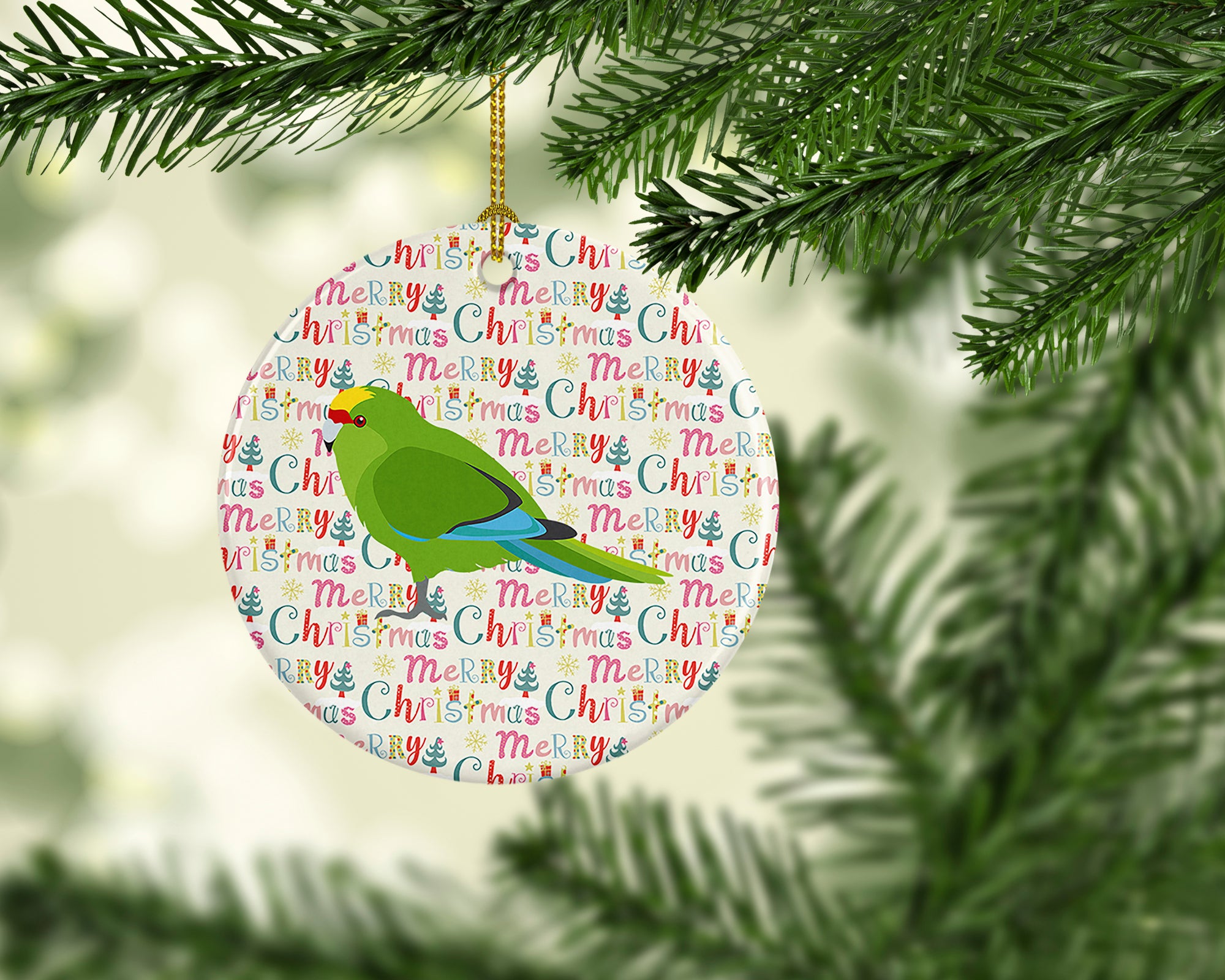 Buy this New Zealand Parakeet Christmas Ceramic Ornament
