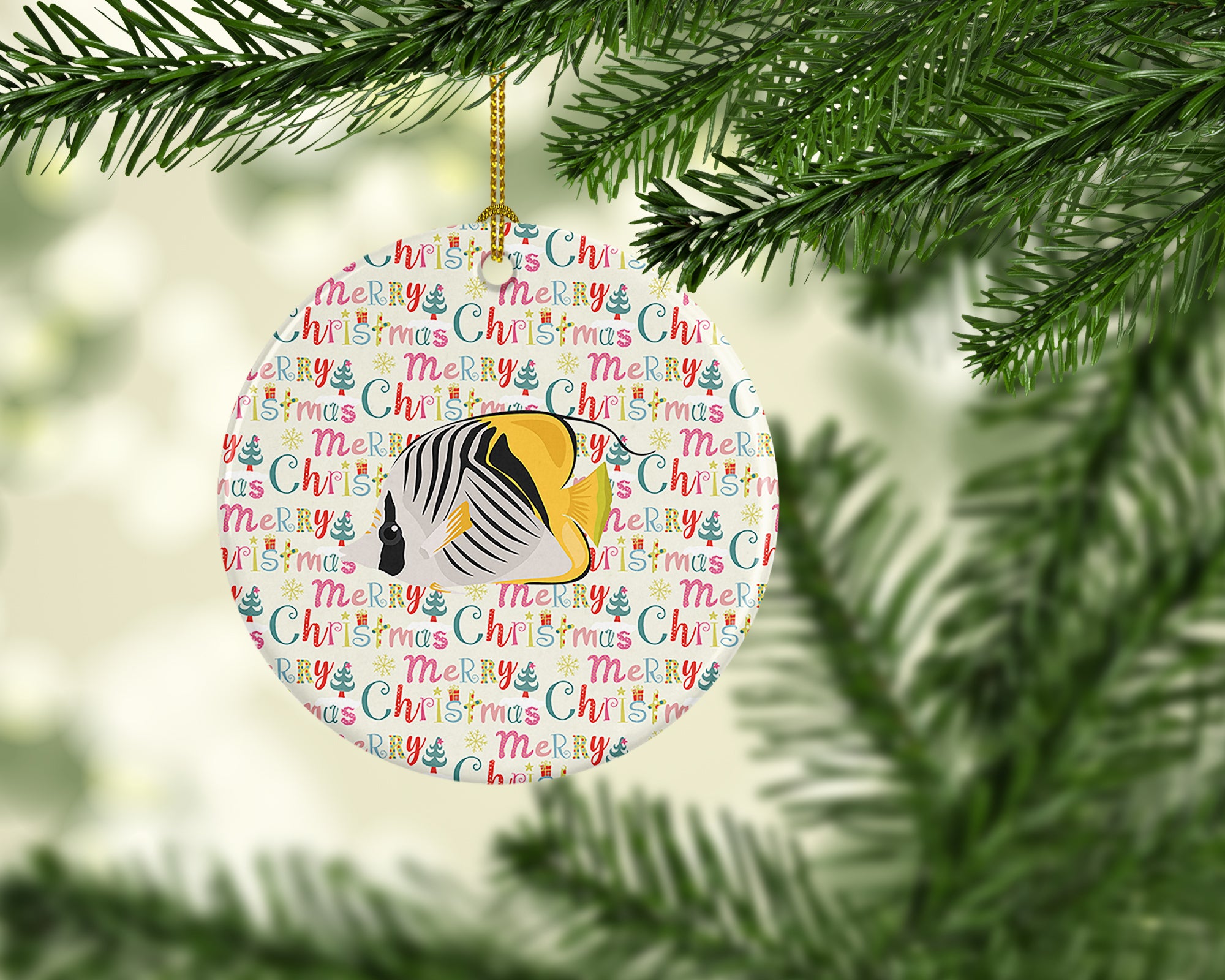 Butterfly Fish Christmas Ceramic Ornament - the-store.com