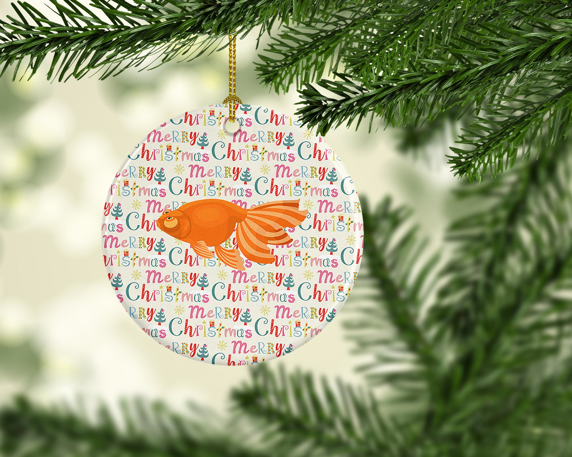 Buy this Celestial Eye Goldfish Christmas Ceramic Ornament
