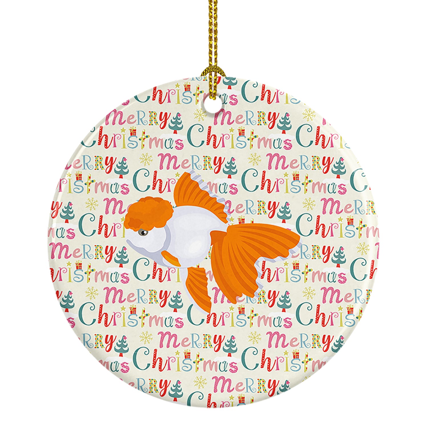 Buy this Oranda Red Cap Goldfish Christmas Ceramic Ornament