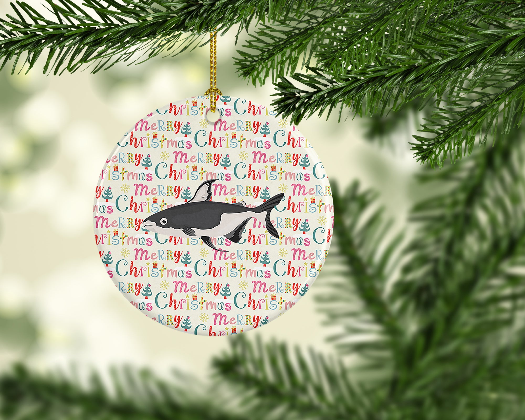 Iridescent Shark Christmas Ceramic Ornament - the-store.com