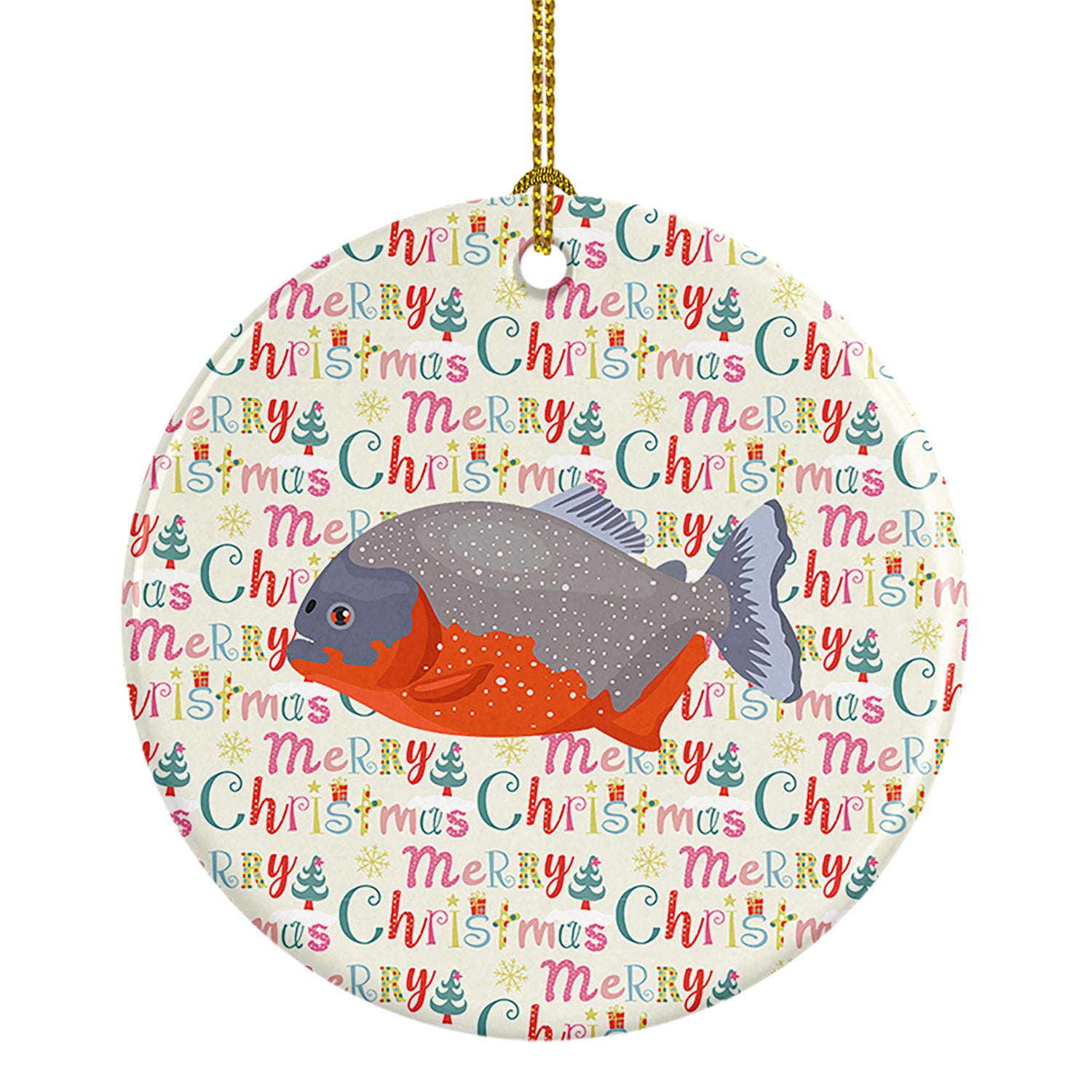 Buy this Piranha Christmas Ceramic Ornament