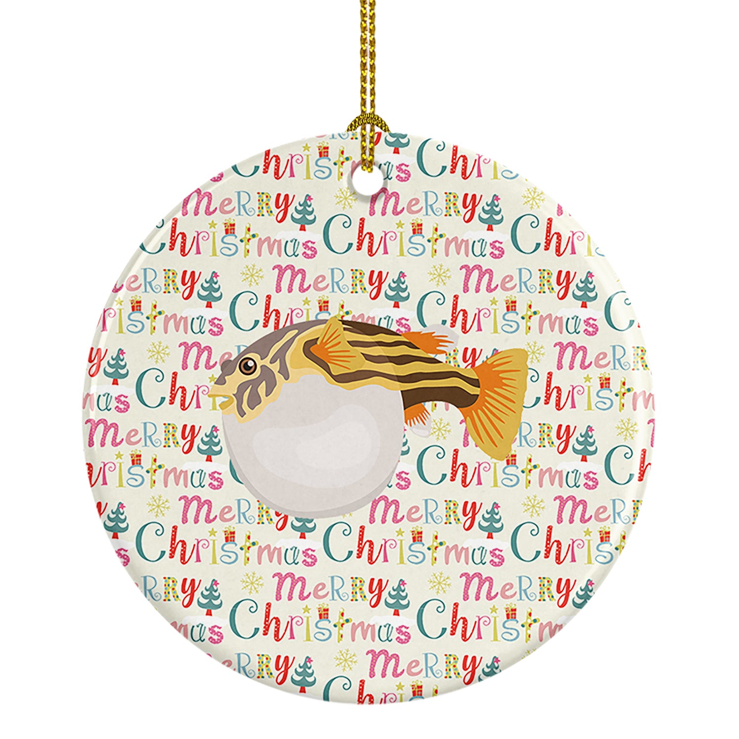 Buy this Puffer Fish Christmas Ceramic Ornament
