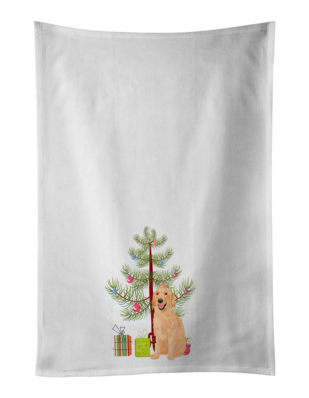 Buy this Golden Retriever Gold #1 Christmas White Kitchen Towel Set of 2