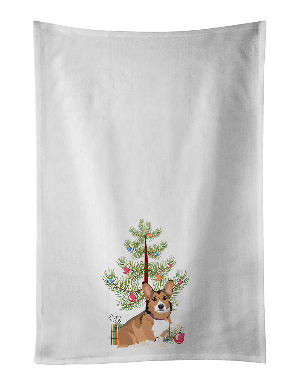 Buy this Pembroke Welsh Corgi Sable and White Christmas White Kitchen Towel Set of 2