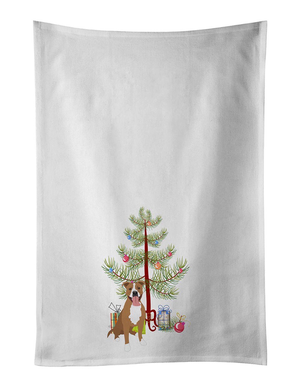 Buy this Pit Bull Fawn #2 Christmas White Kitchen Towel Set of 2