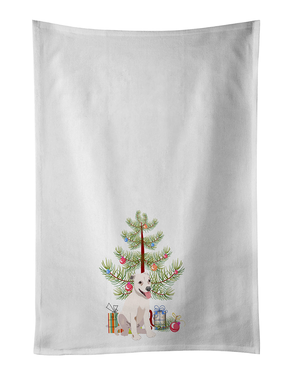 Buy this Pit Bull Puppy Christmas White Kitchen Towel Set of 2