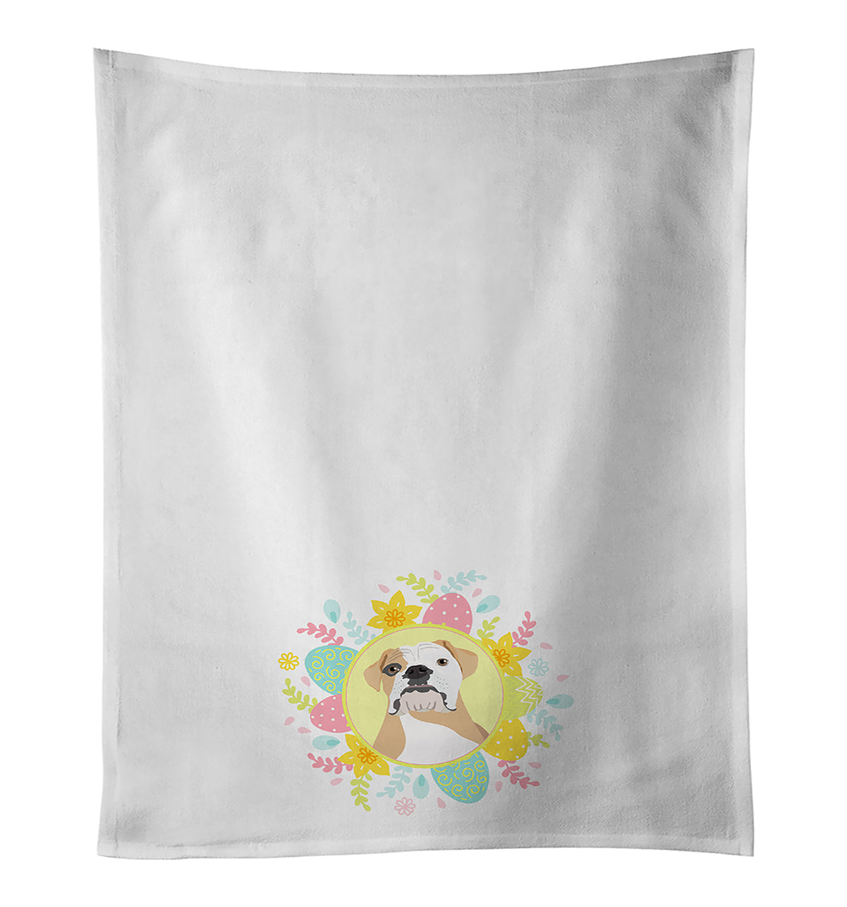 Buy this English Bulldog Fawn and White Easter White Kitchen Towel Set of 2