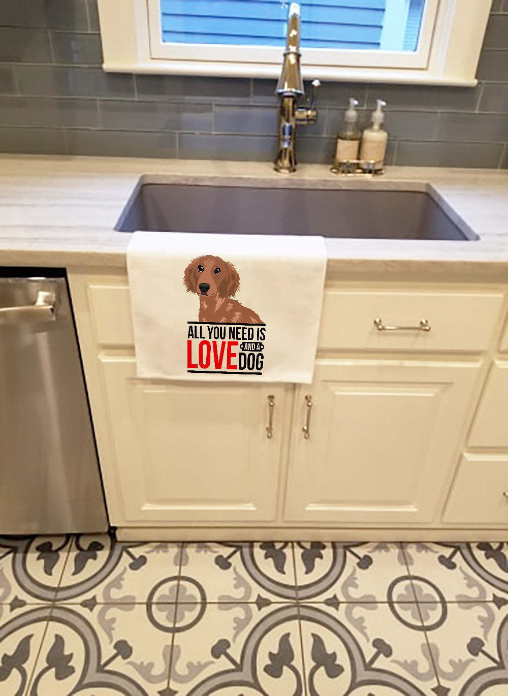 Dachshund Red #2 White Kitchen Towel Set of 2 - the-store.com