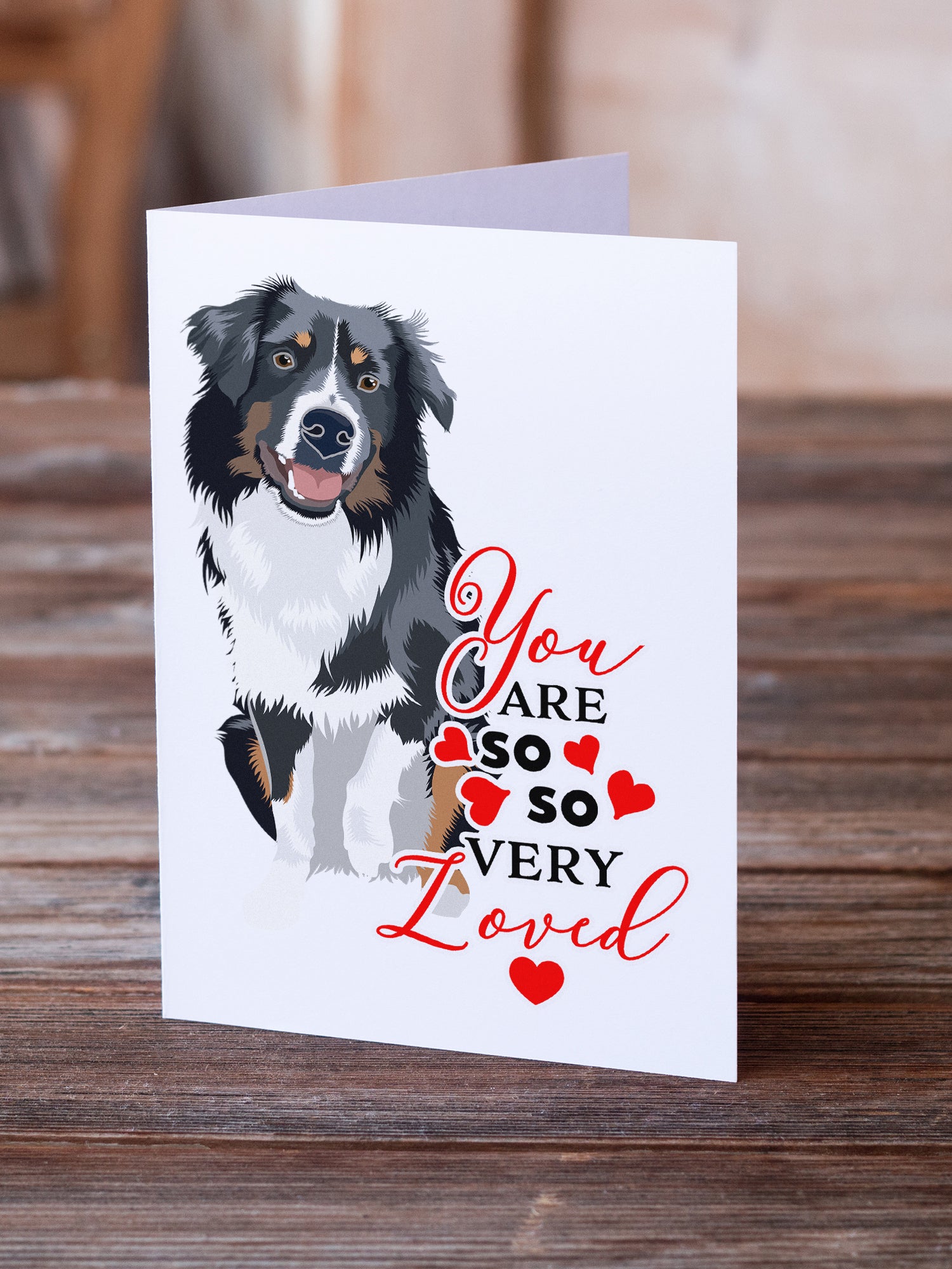 Buy this Australian Shepherd Black Tricolor #1 so Loved Greeting Cards and Envelopes Pack of 8