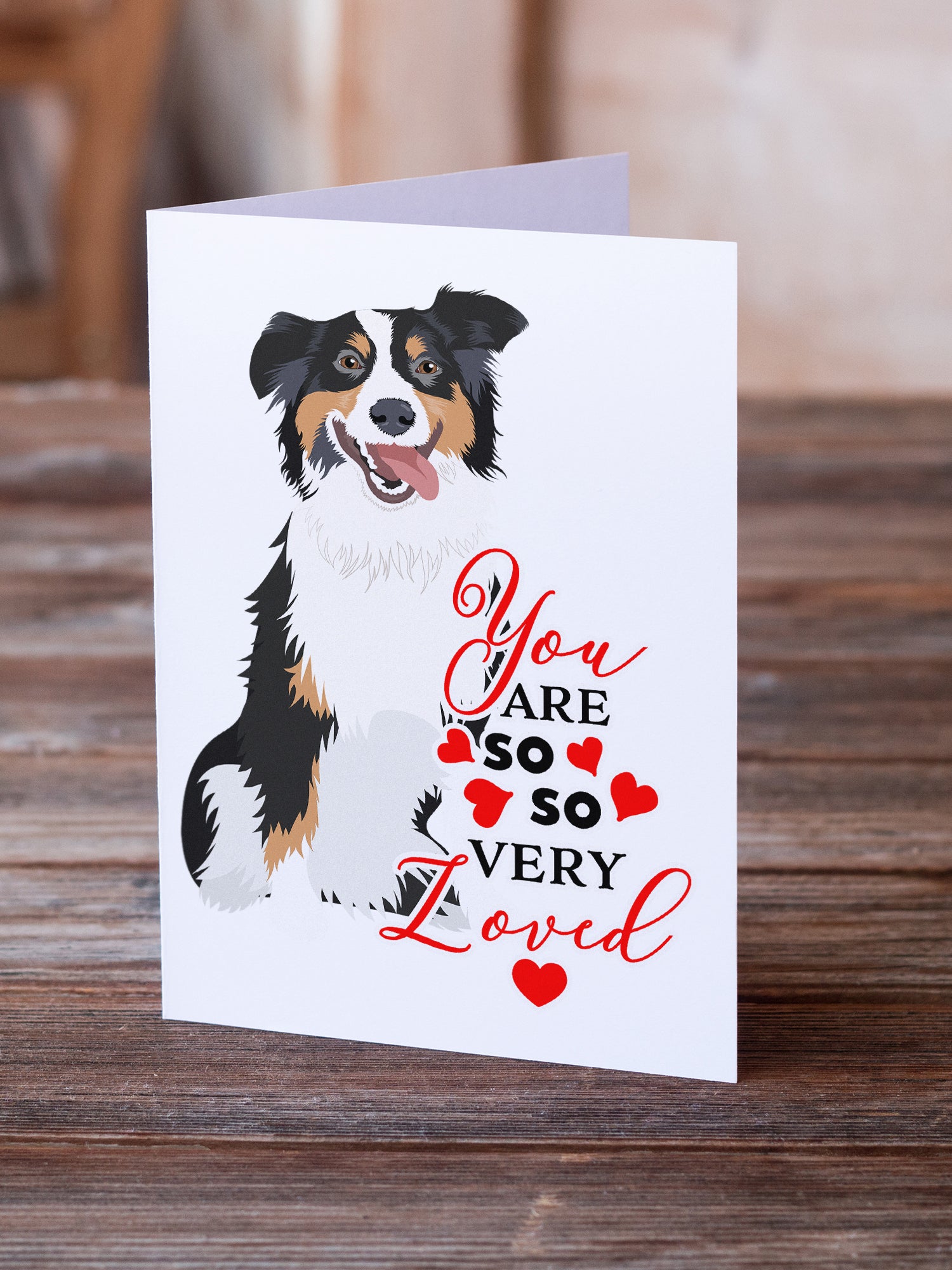Buy this Australian Shepherd Black Tricolor #2 so Loved Greeting Cards and Envelopes Pack of 8