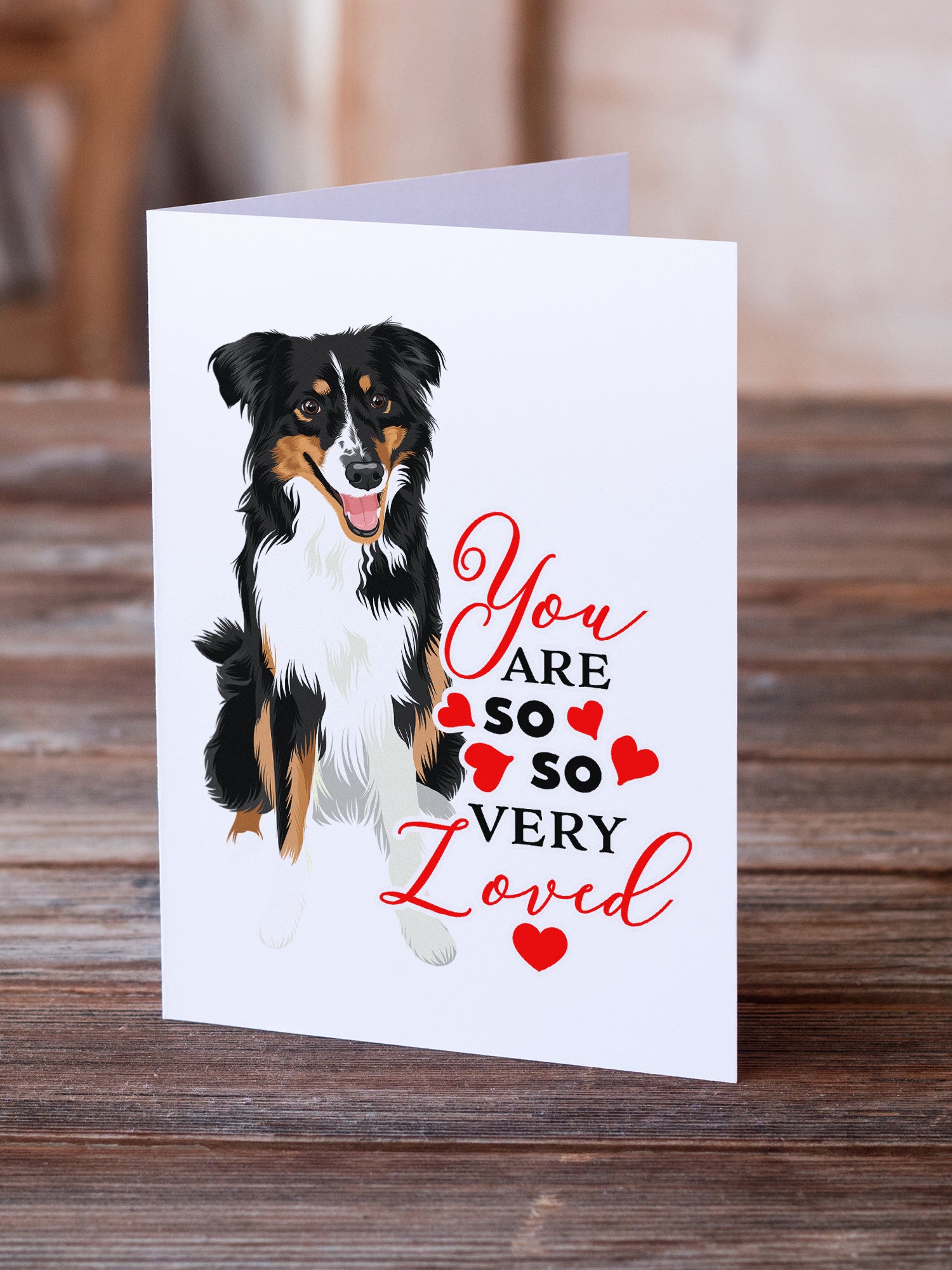 Buy this Australian Shepherd Black Tricolor #3 so Loved Greeting Cards and Envelopes Pack of 8
