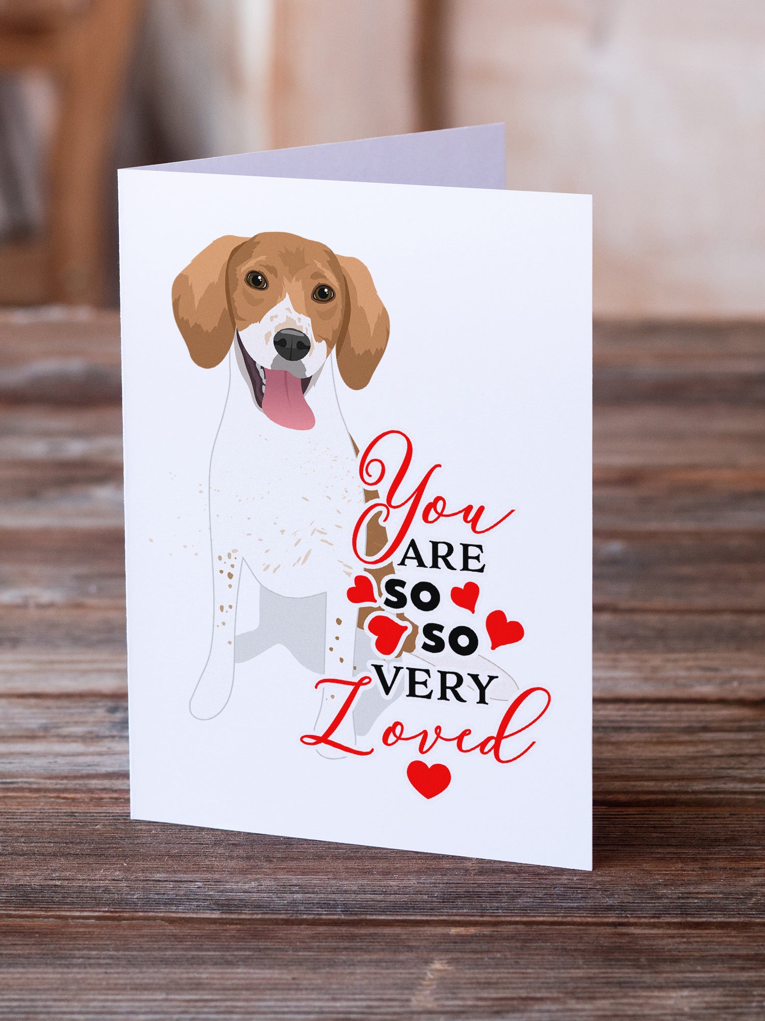 Buy this Beagle Red and White Red Ticked #2 so Loved Greeting Cards and Envelopes Pack of 8