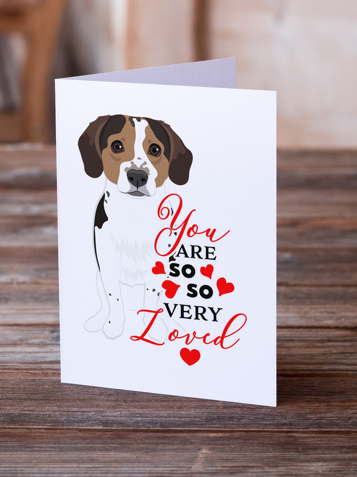 Buy this Beagle Tricolor Ticked so Loved Greeting Cards and Envelopes Pack of 8