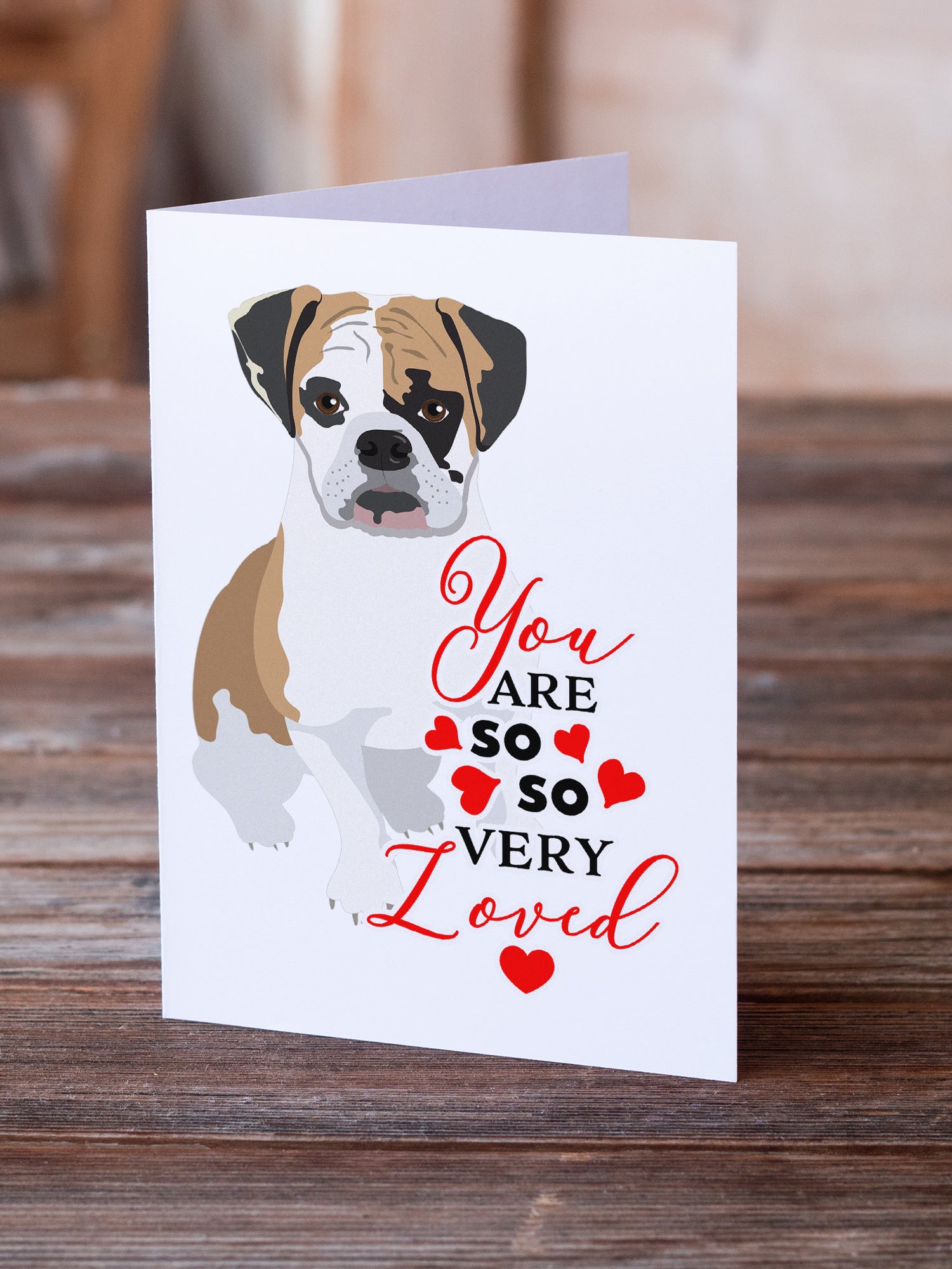 Buy this English Bulldog Tricolor #2 so Loved Greeting Cards and Envelopes Pack of 8