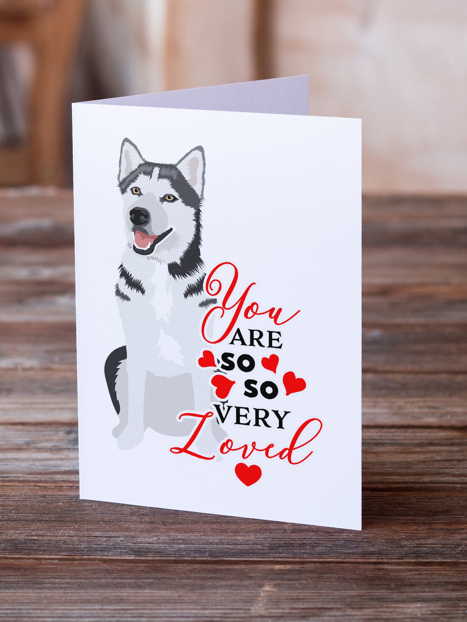 Buy this Siberian Husky Silver and White #1 so Loved Greeting Cards and Envelopes Pack of 8