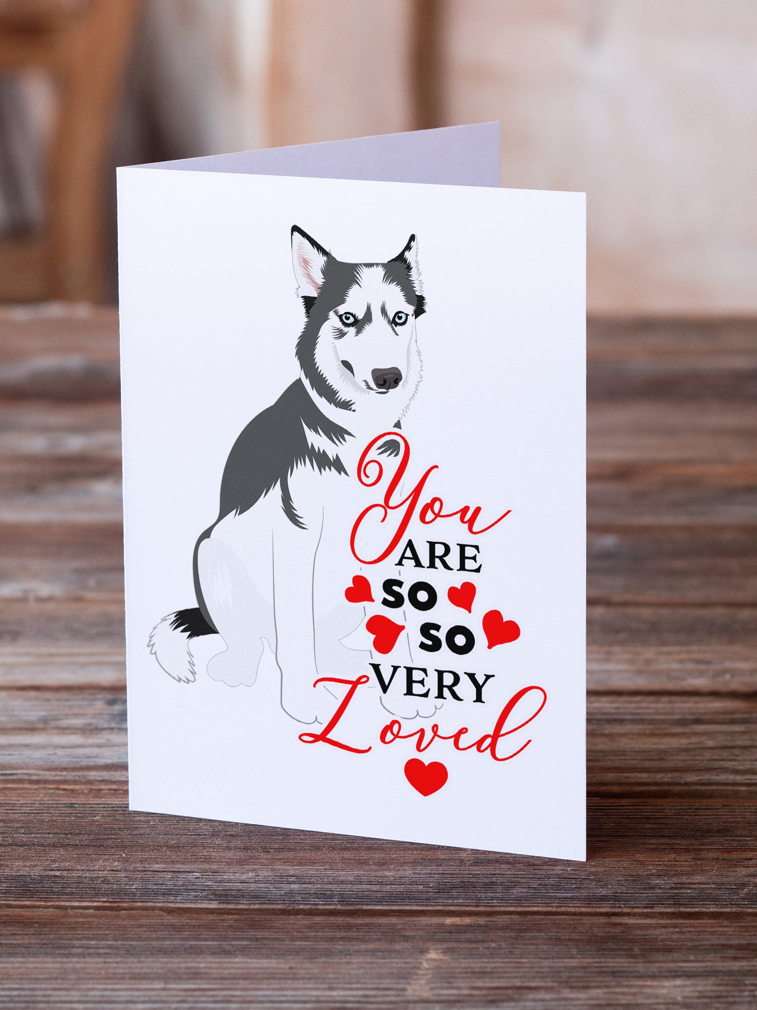 Buy this Siberian Husky Silver and White #2 so Loved Greeting Cards and Envelopes Pack of 8