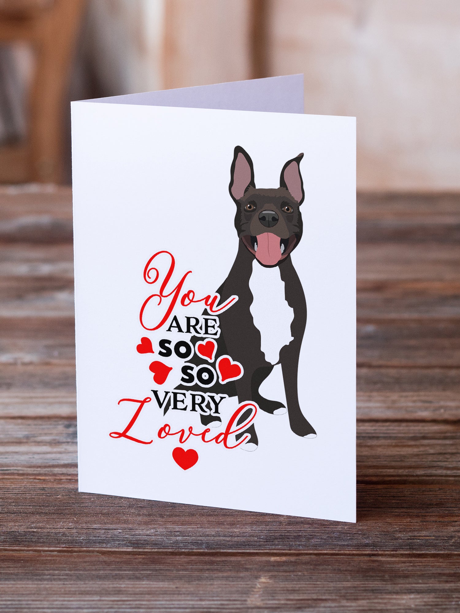 Buy this Pit Bull Black #4 so Loved Greeting Cards and Envelopes Pack of 8