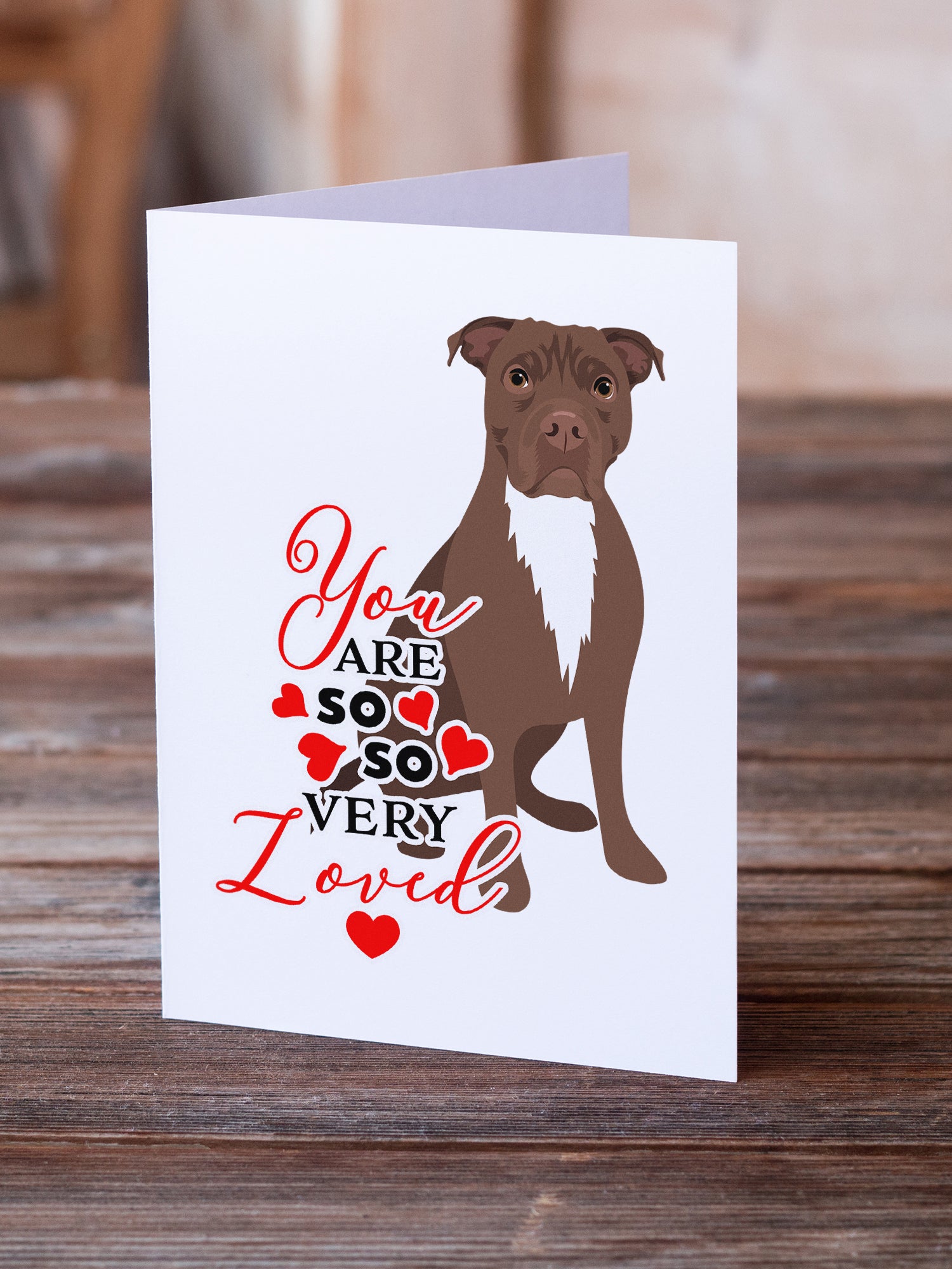 Buy this Pit Bull Chocolate so Loved Greeting Cards and Envelopes Pack of 8