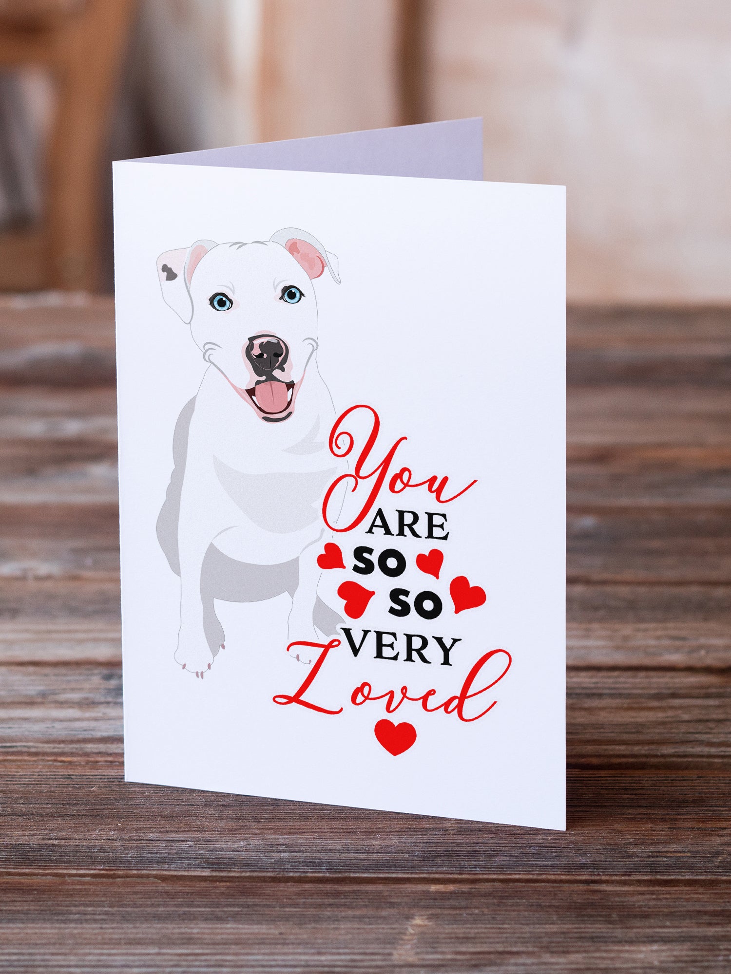 Buy this Pit Bull White #1 so Loved Greeting Cards and Envelopes Pack of 8