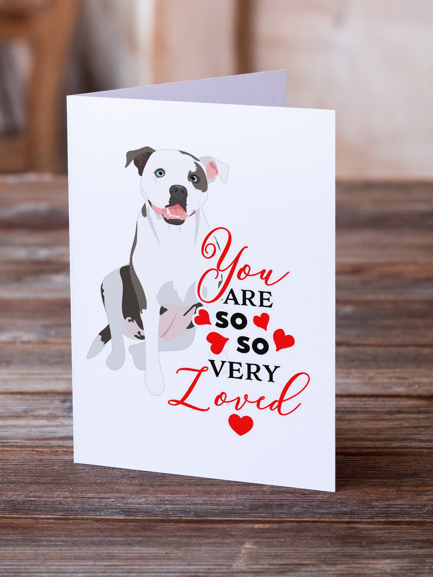 Buy this Pit Bull White #3 so Loved Greeting Cards and Envelopes Pack of 8